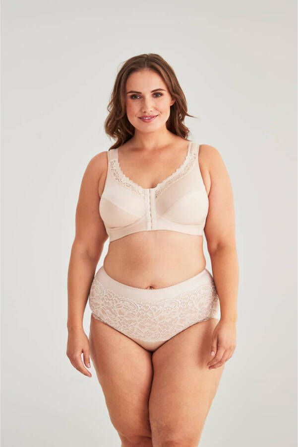 Swegmark niet-voorgevormde bh zonder beugel Maj met voorsluiting lichtbeige
