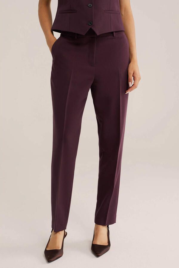 WE Fashion tapered pantalon donkerpaars