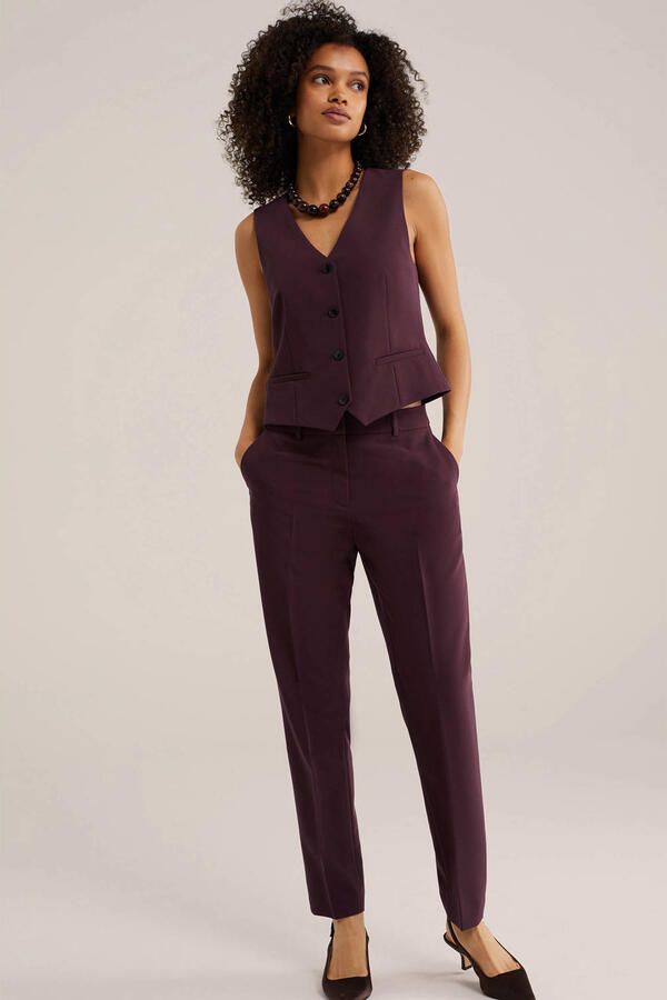 WE Fashion tapered pantalon donkerpaars - Foto 3