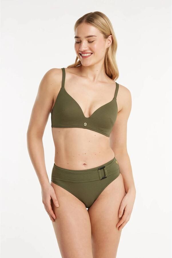 Ten Cate Beach TC WOW high waist bikinibroekje met ribstructuur groen