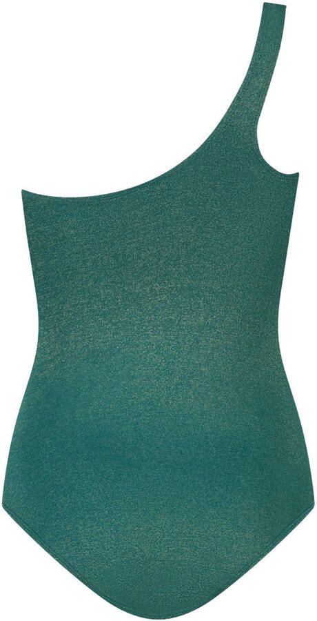 Ten Cate Beach TC WOW one shoulder badpak met lurex donkergroen
