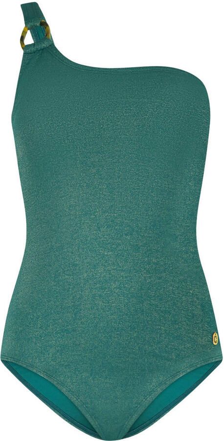 Ten Cate Beach TC WOW one shoulder badpak met lurex donkergroen - Foto 3