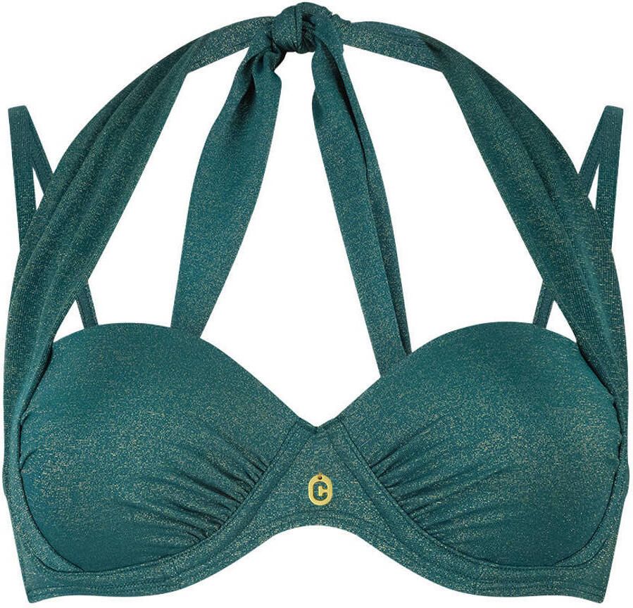 Ten Cate Beach TC WOW voorgevormde beugel bikinitop met lurex donkergroen - Foto 3