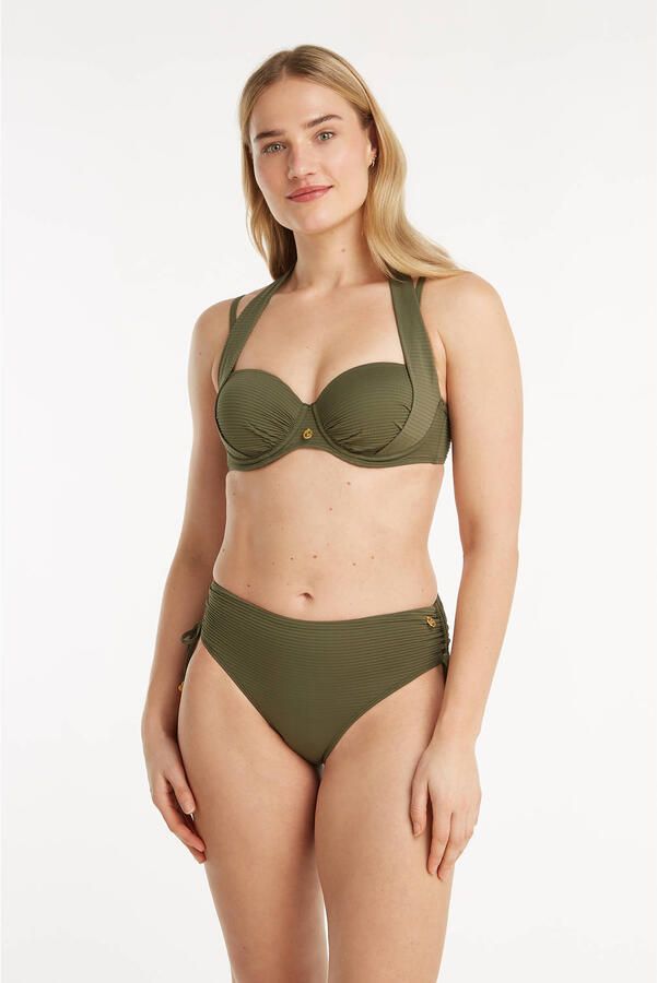 Ten Cate Beach TC WOW voorgevormde beugel bikinitop met ribstructuur groen