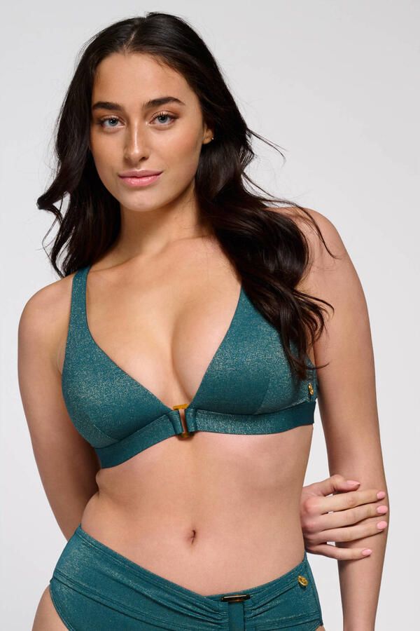 Ten Cate Beach TC WOW voorgevormde push-up bikinitop met lurex donkergroen