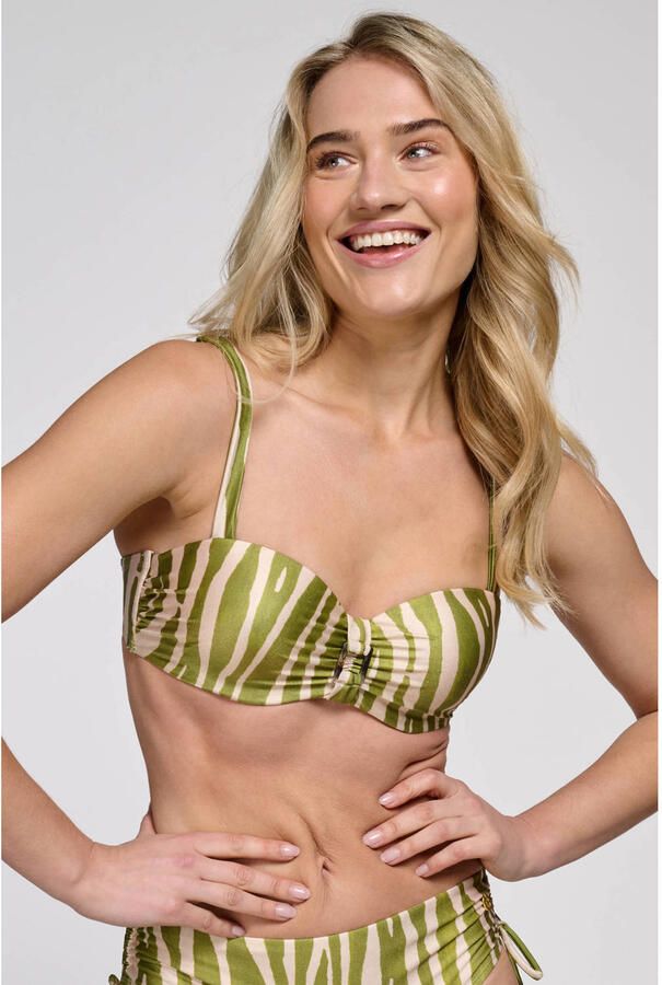 Ten Cate Beach TC WOW voorgevormde strapless bandeau bikinitop groen ecru