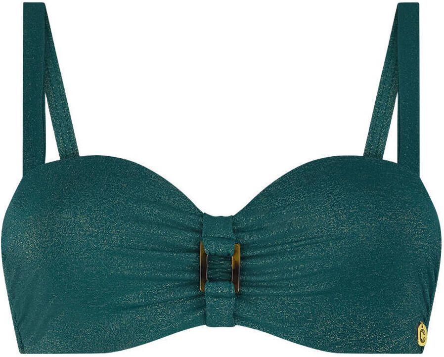 Ten Cate Beach TC WOW voorgevormde strapless bandeau bikinitop met lurex donkergroen - Foto 2