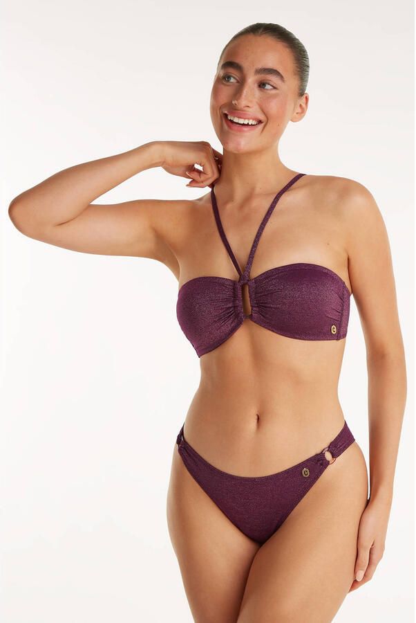Ten Cate Beach TC WOW voorgevormde strapless bandeau bikinitop met lurex donkerrood