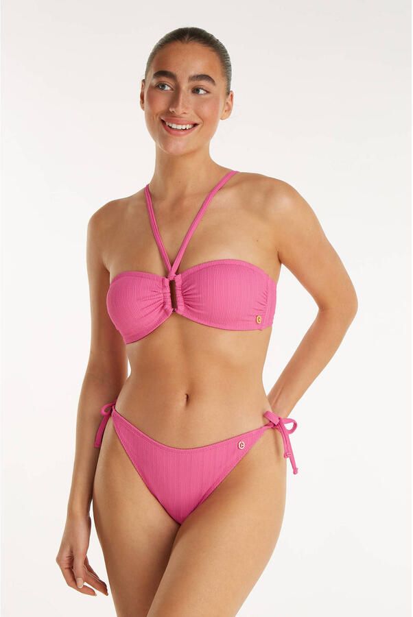 Ten Cate Beach TC WOW voorgevormde strapless bandeau bikinitop met textuur roze