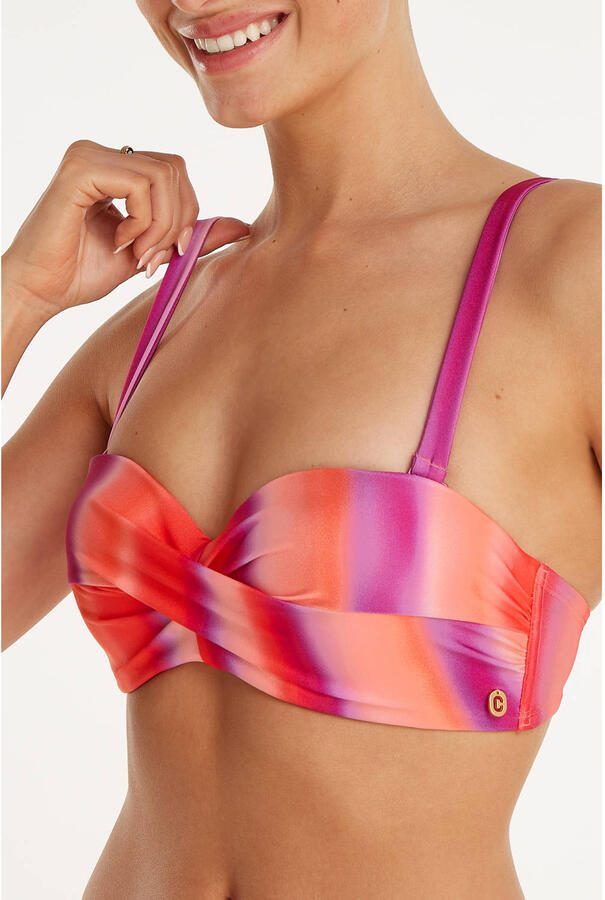 Ten Cate Beach TC WOW voorgevormde strapless bandeau bikinitop roze rood paars - Foto 3