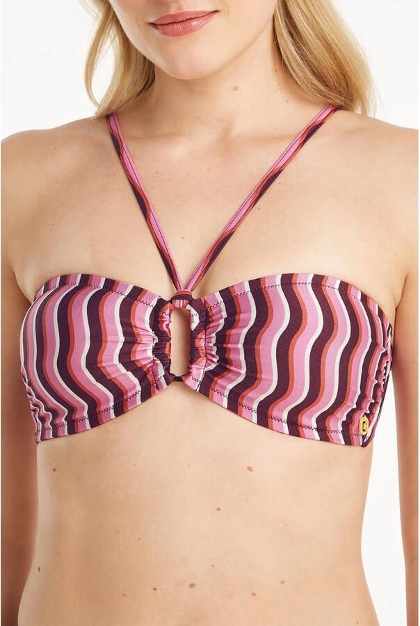 Ten Cate Beach TC WOW voorgevormde strapless bandeau bikinitop roze wit bruin - Foto 3