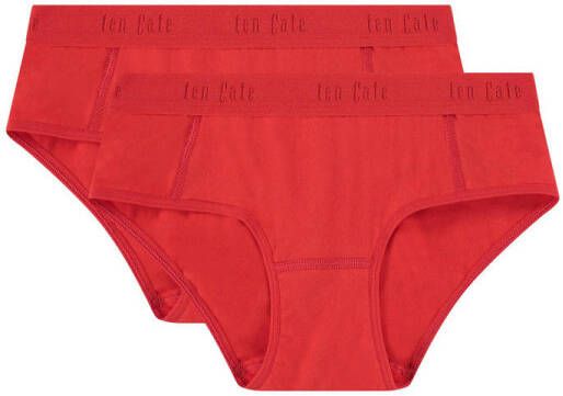 Ten Cate hipster- set van 2 rood Slip Meisjes Stretchkatoen Effen 110 116