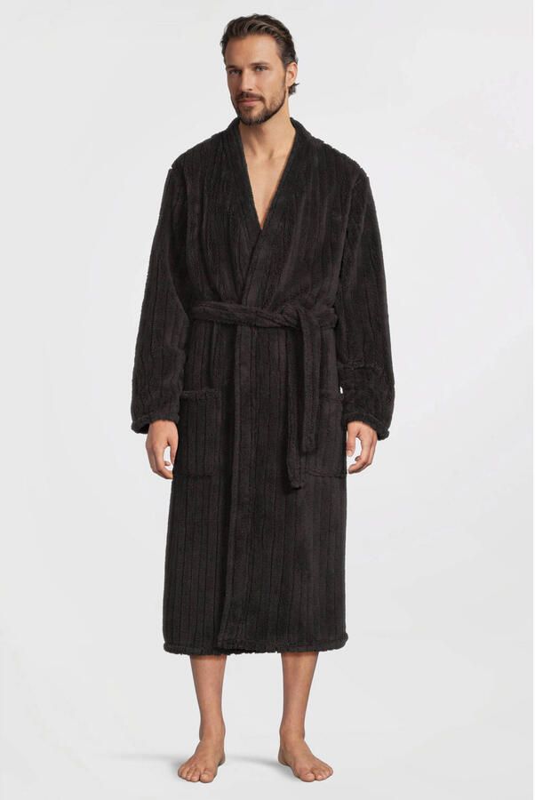 Ten Cate fleece badjas donkergrijs