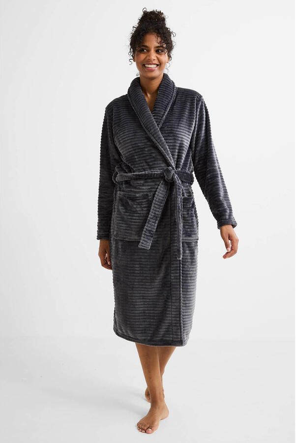 Ten Cate fleece badjas donkergrijs