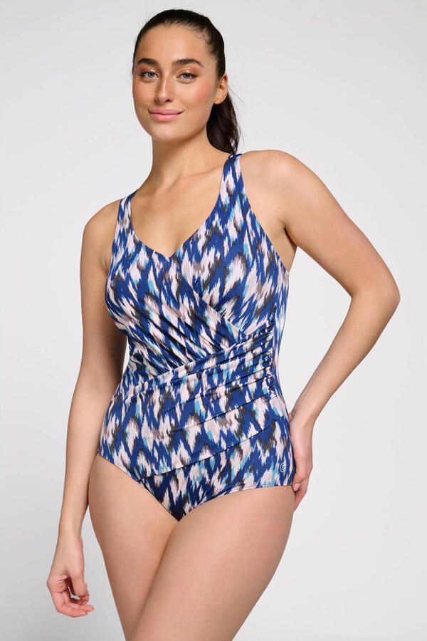 Ten Cate Swim Tweka badpak blauw ecru turquoise