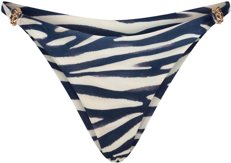The Lola Club high leg bikinibroekje Orelia ecru donkerblauw