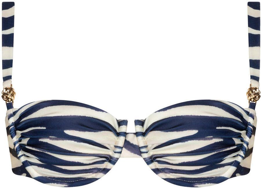 The Lola Club voorgevormde beugel bikinitop Orelia ecru donkerblauw