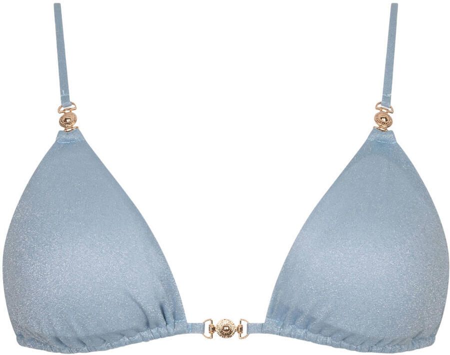 The Lola Club voorgevormde triangel bikinitop Josey met lurex lichtblauw