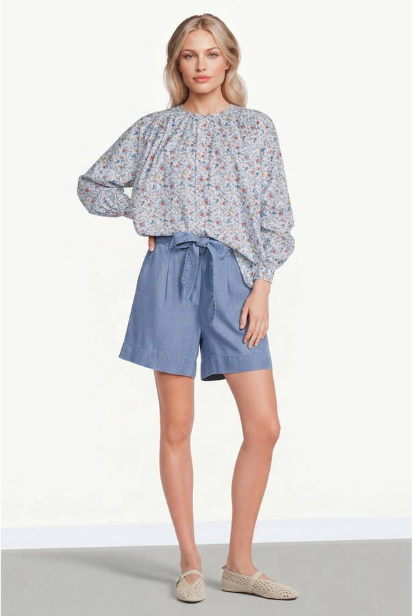 The New Society gebloemde blouse lichtblauw - Foto 2