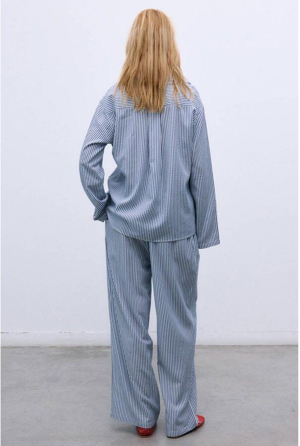 The New Society gestreepte blouse donkerblauw - Foto 2