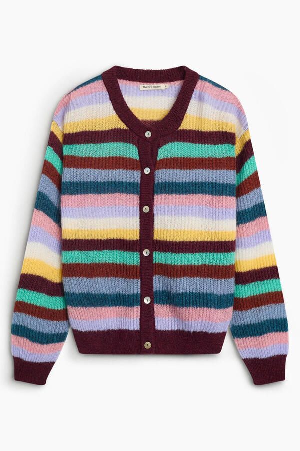 The New Society mohair gebreid gestreept vest meerkleurig