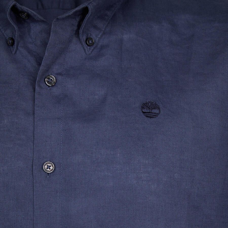 Timberland regular casual overhemd met linnen donkerblauw
