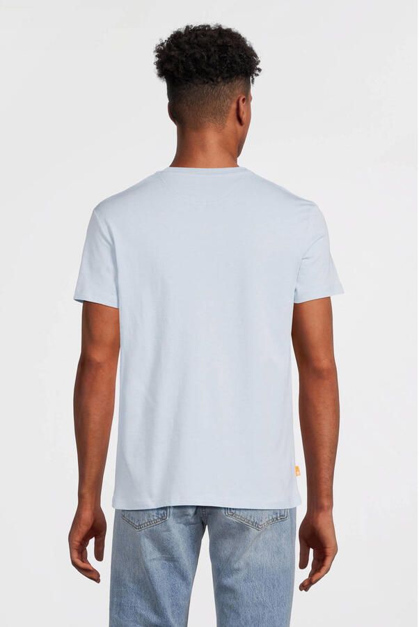 Timberland slim fit T-shirt van katoen lichtblauw - Foto 3