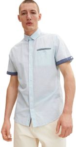 Tom Tailor gemêleerd regular fit overhemd met contrastbies mint white
