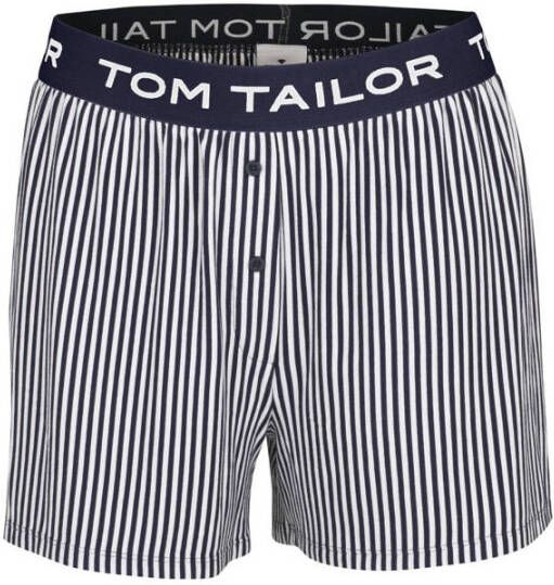 Tom Tailor gestreepte pyjamashort donkerblauw wit