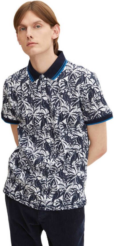 Tom Tailor polo met all over print navy