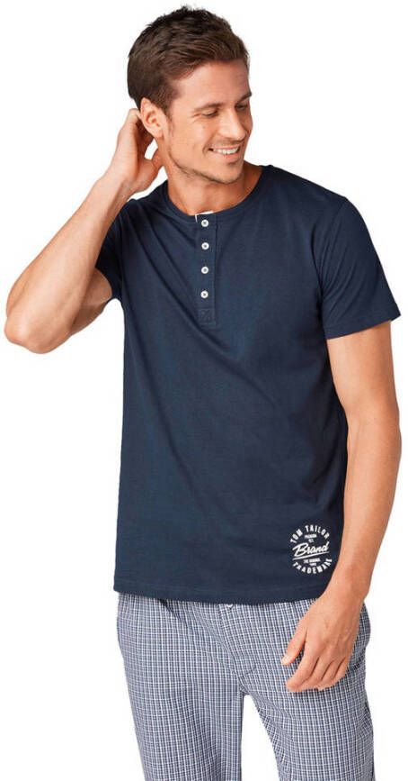 Tom Tailor T-shirt Cansas met knoopsluiting voor