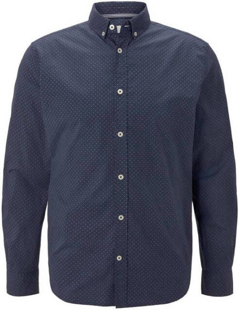 Tom Tailor regular fit overhemd met all over print donkerblauw