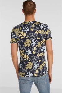 Tom Tailor regular fit T-shirt met all over print navy airy leaves