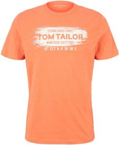 Tom Tailor T-shirt met logo soft peach orange