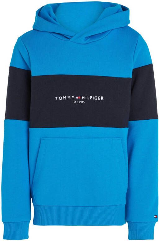 Tommy Hilfiger hoodie ESSENTIAL COLORBLOCK aquablauw zwart