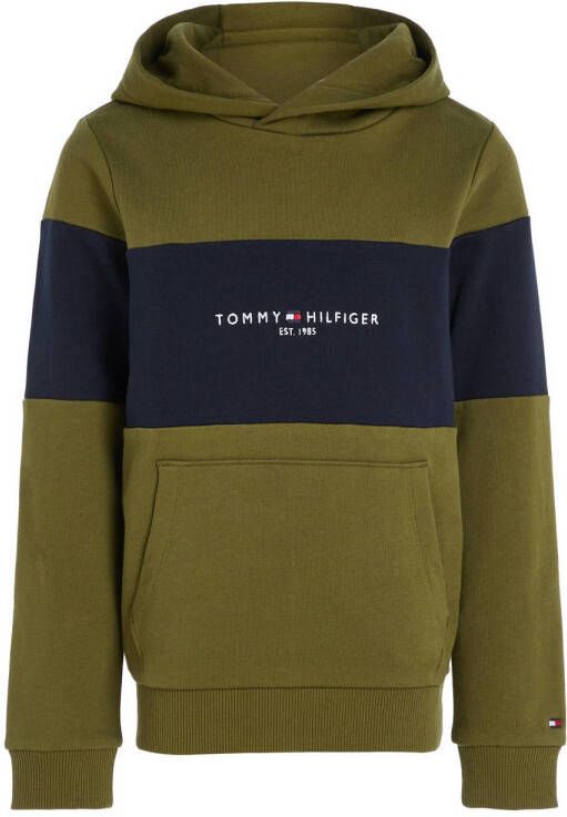 Tommy Hilfiger hoodie ESSENTIAL donkergroen donkerblauw Sweater Meisjes Sweat (duurzaam) Capuchon 104