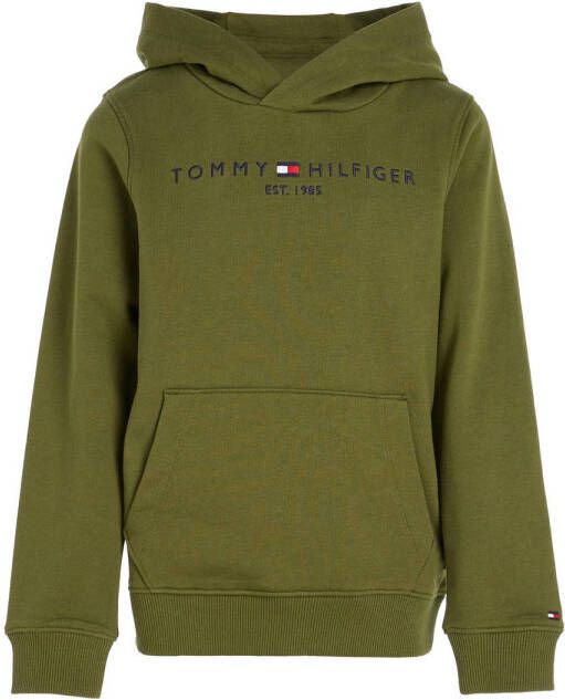 Tommy Hilfiger hoodie U ESSENTIAL met logo olijfgroen
