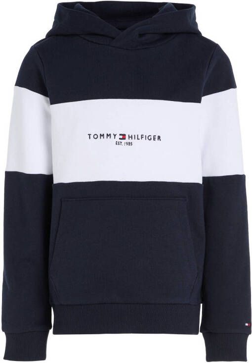 Tommy Hilfiger hoodie ESSENTIAL donkerblauw wit Sweater Jongens Sweat (duurzaam) Capuchon 110