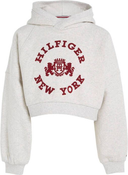 Tommy Hilfiger hoodie HILFIGER CREST met printopdruk lichtgrijs melange Sweater 128