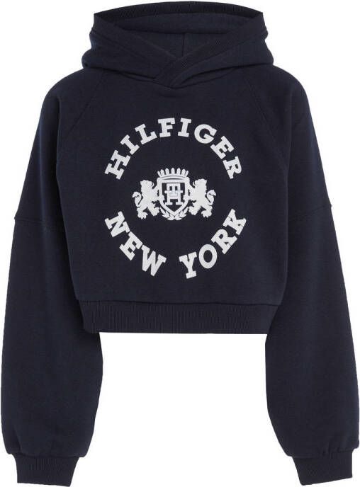 Tommy Hilfiger hoodie HILFIGER CREST met printopdruk donkerblauw Sweater 128