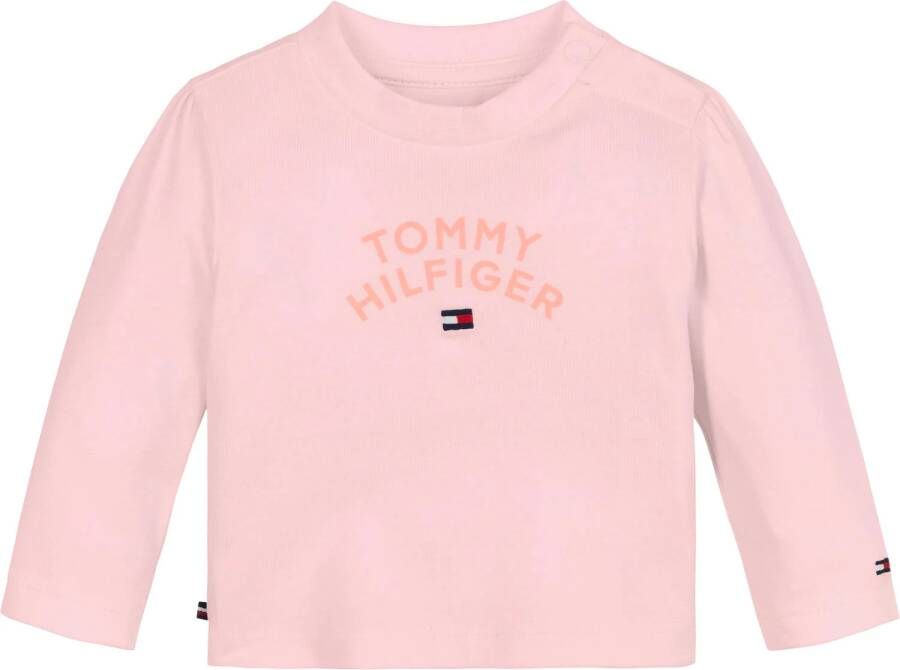 Tommy Hilfiger baby longsleeve met logo babyroze Jongens Stretchkatoen Ronde hals 56
