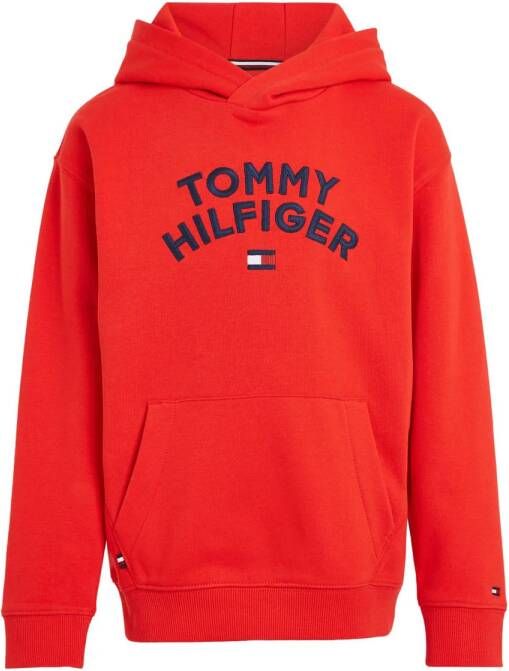 Tommy Hilfiger hoodie met logo felrood Sweater Jongens Sweat (duurzaam) Capuchon 104