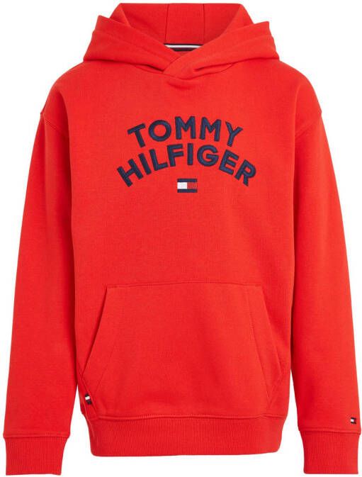 Tommy Hilfiger hoodie met logo felrood Sweater Jongens Sweat (duurzaam) Capuchon 104