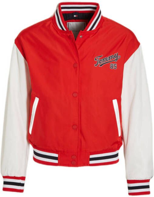 Tommy Hilfiger baseball jacket van gerecycled polyester rood