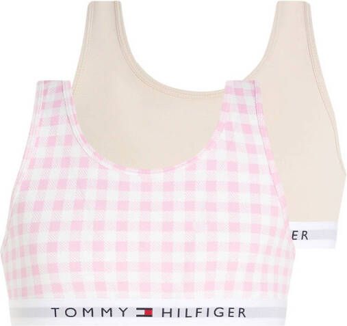 Tommy Hilfiger bh top- set van 2 lichtroze crème Meisjes Stretchkatoen (duurzaam) 128-140