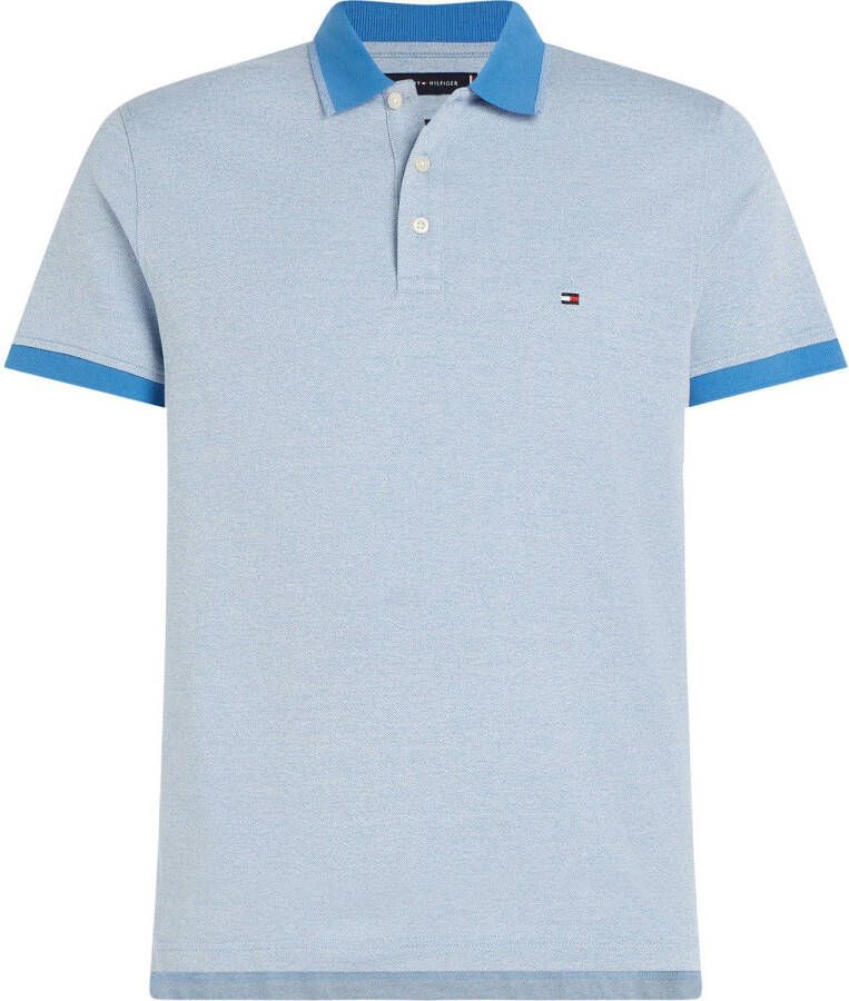 Tommy Hilfiger Big & Tall gemêleerde slim fit polo MOULINE TIPPED Plus Size met contrastbies weathered white iconic blue