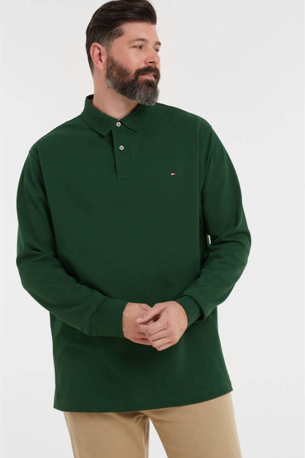 Tommy Hilfiger Big & Tall Poloshirt Longsleeve Donkergroen Groen Heren