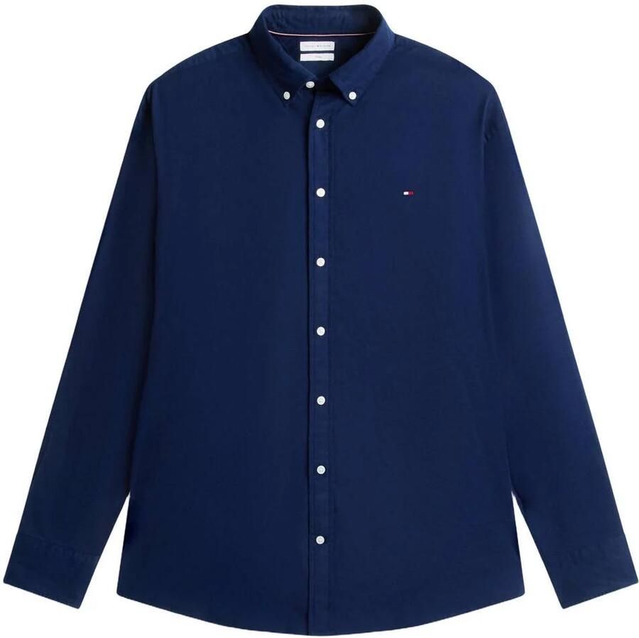 Tommy Hilfiger Big & Tall Fit flex Plus Size flanel regular fit overhemd donkerblauw