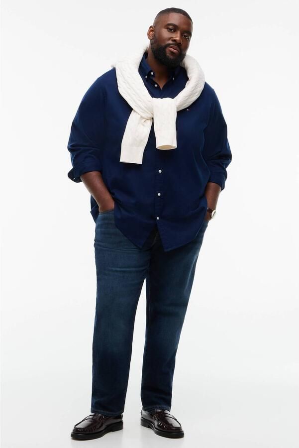 Tommy Hilfiger Big & Tall Fit flex Plus Size flanel regular fit overhemd donkerblauw - Foto 2