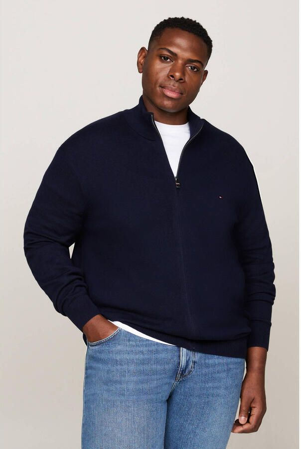 Tommy Hilfiger Donkerblauwe Katoenen Vest met Rits Blue Heren